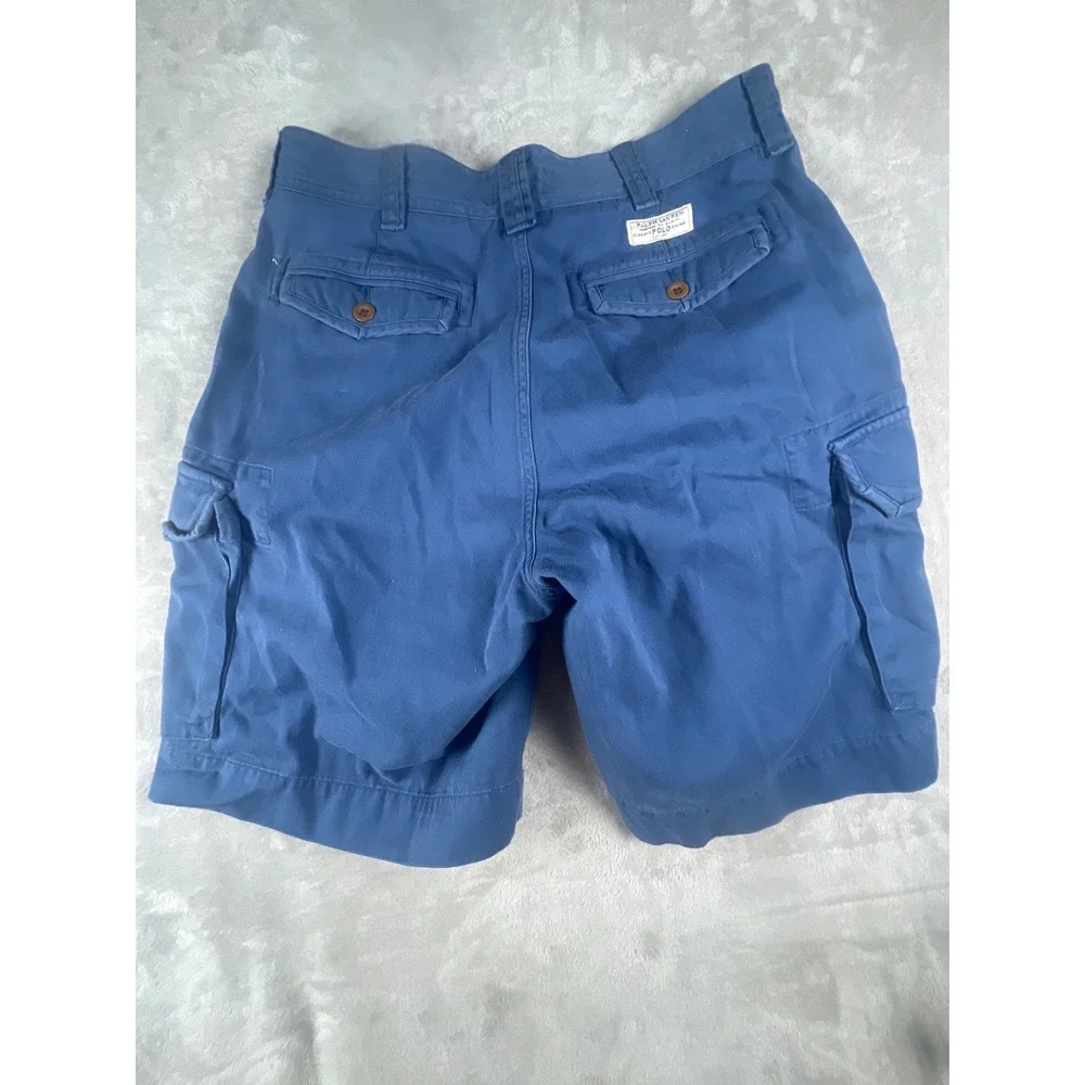 Polo Ralph Lauren Mens Blue Cargo Shorts Classic Polo Chino Size 34 Twill Cotton